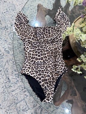 Leopard Print One-Piece Swimsuit with Cover Up